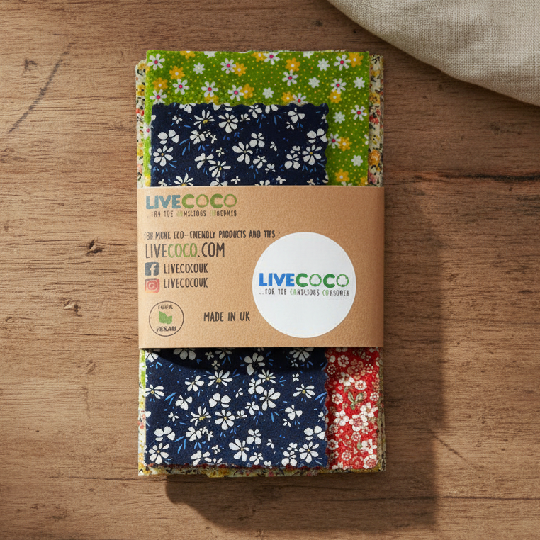 Reusable Vegan Eco Food Wraps (4 Per Pack)