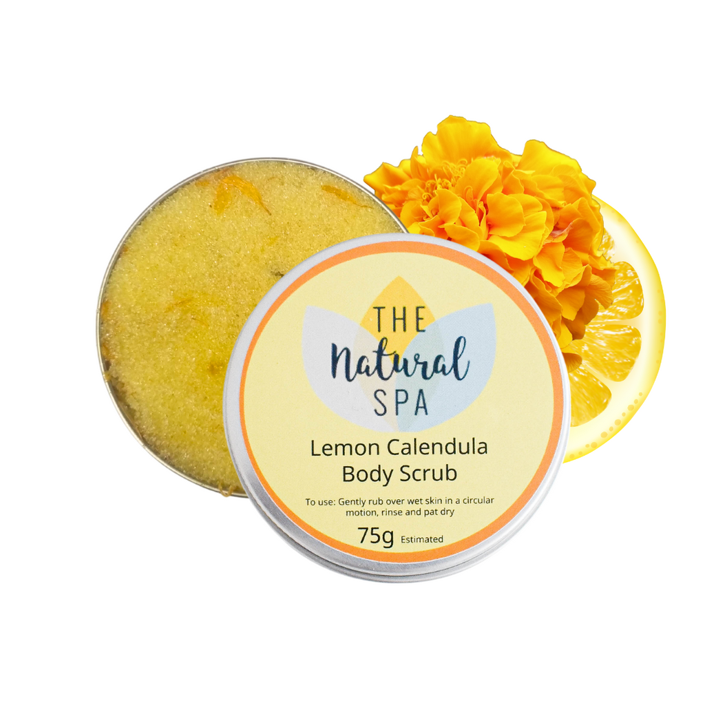 Lemon Calendula Body Scrub | Natural Exfoliating Sugar Scrub for Smooth, Glowing Skin | Vegan, Plastic-Free Skincare | 3 Size Options 🌿 Organic