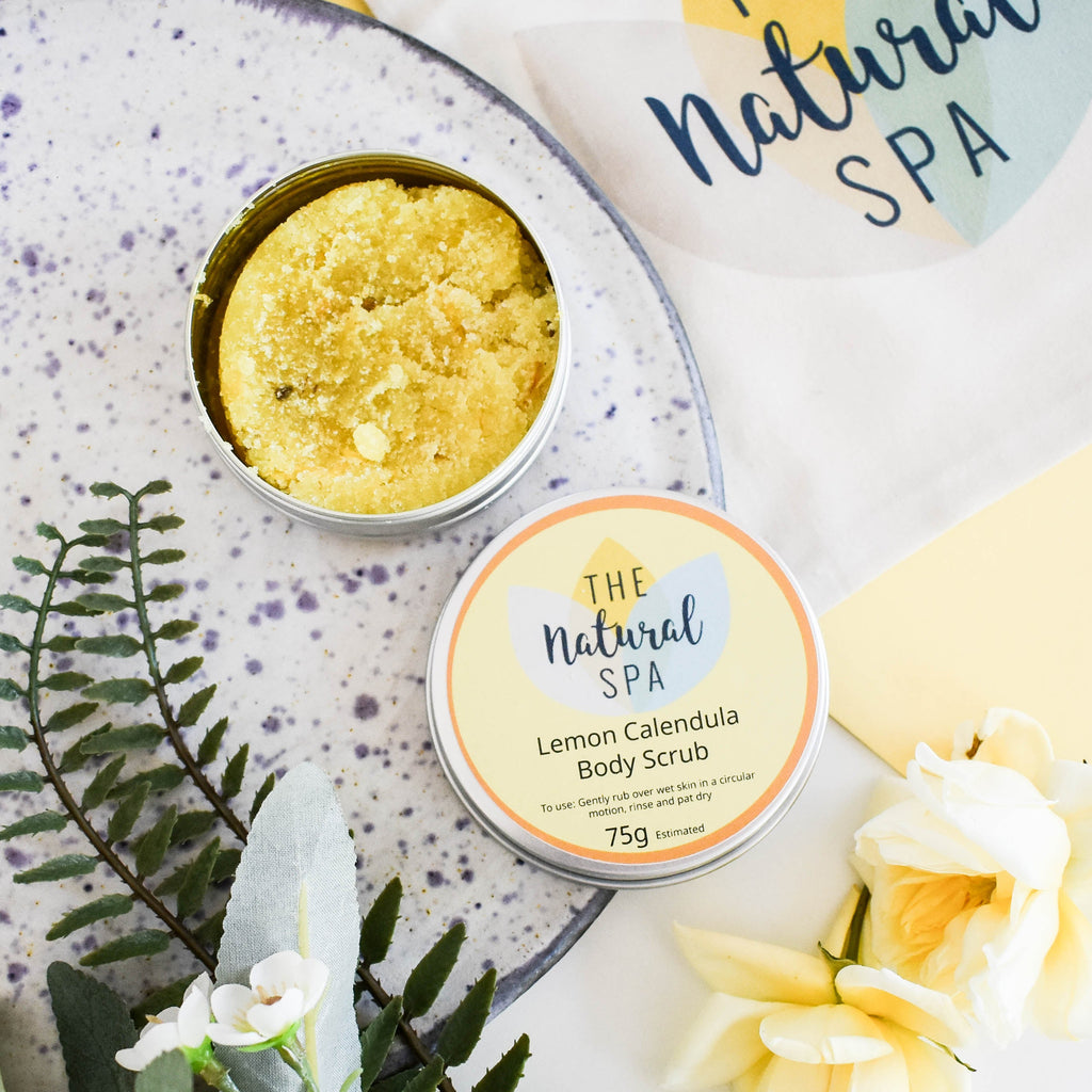 Lemon Calendula Body Scrub | Natural Exfoliating Sugar Scrub for Smooth, Glowing Skin | Vegan, Plastic-Free Skincare | 3 Size Options 🌿 Organic