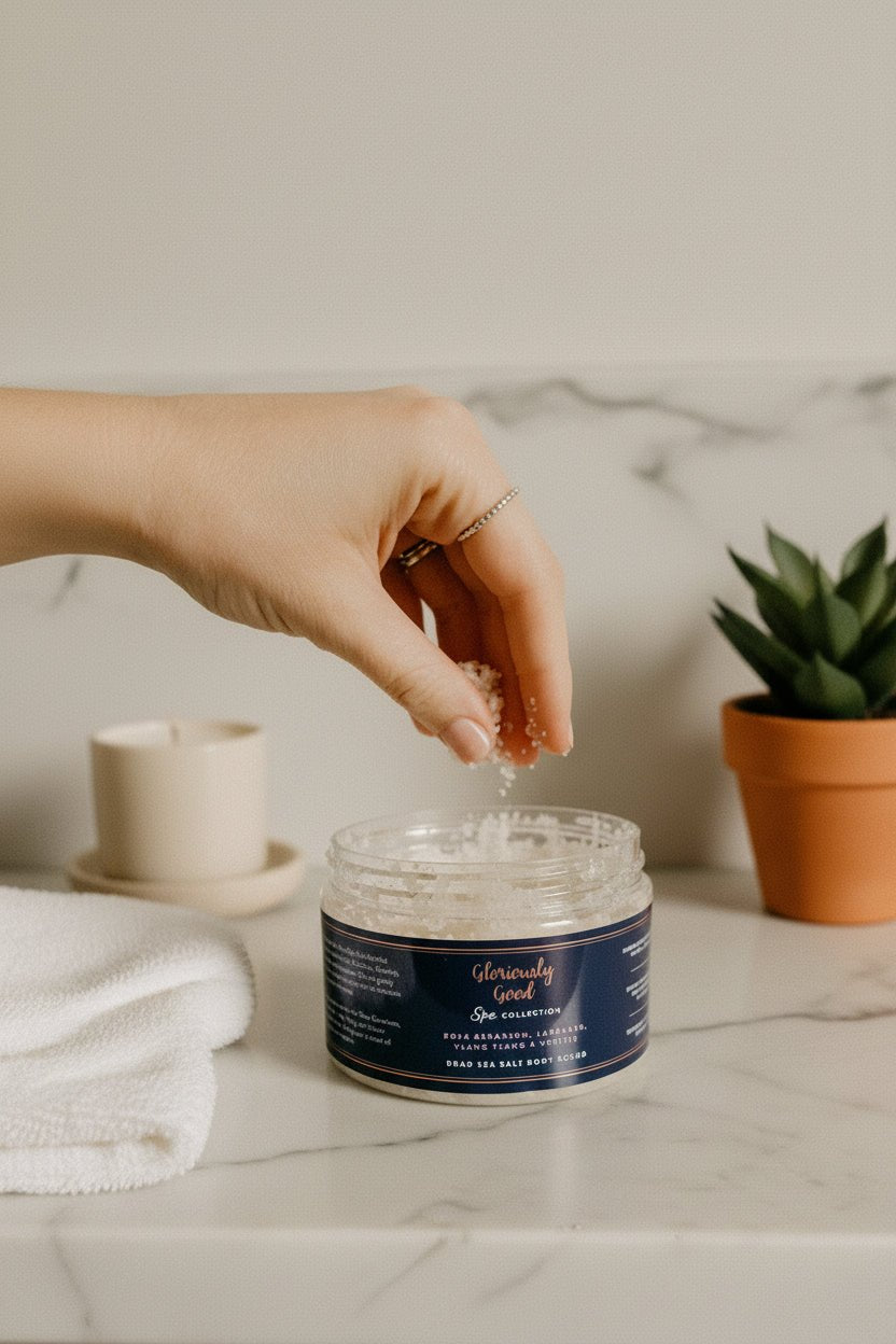 Through the window Rose Geranium, Lavender, Ylang Ylang & Vetiver Dead Sea Salt Body Scrub - n/a