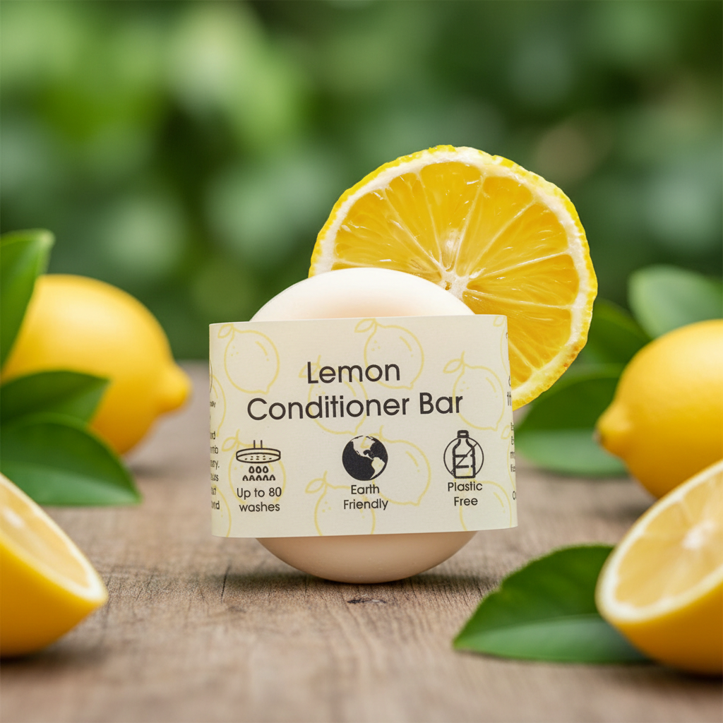 Lemon Solid Conditioner Bar | Natural Hair Conditioner for All Hair Types | Vegan, Plastic-Free Hair Care