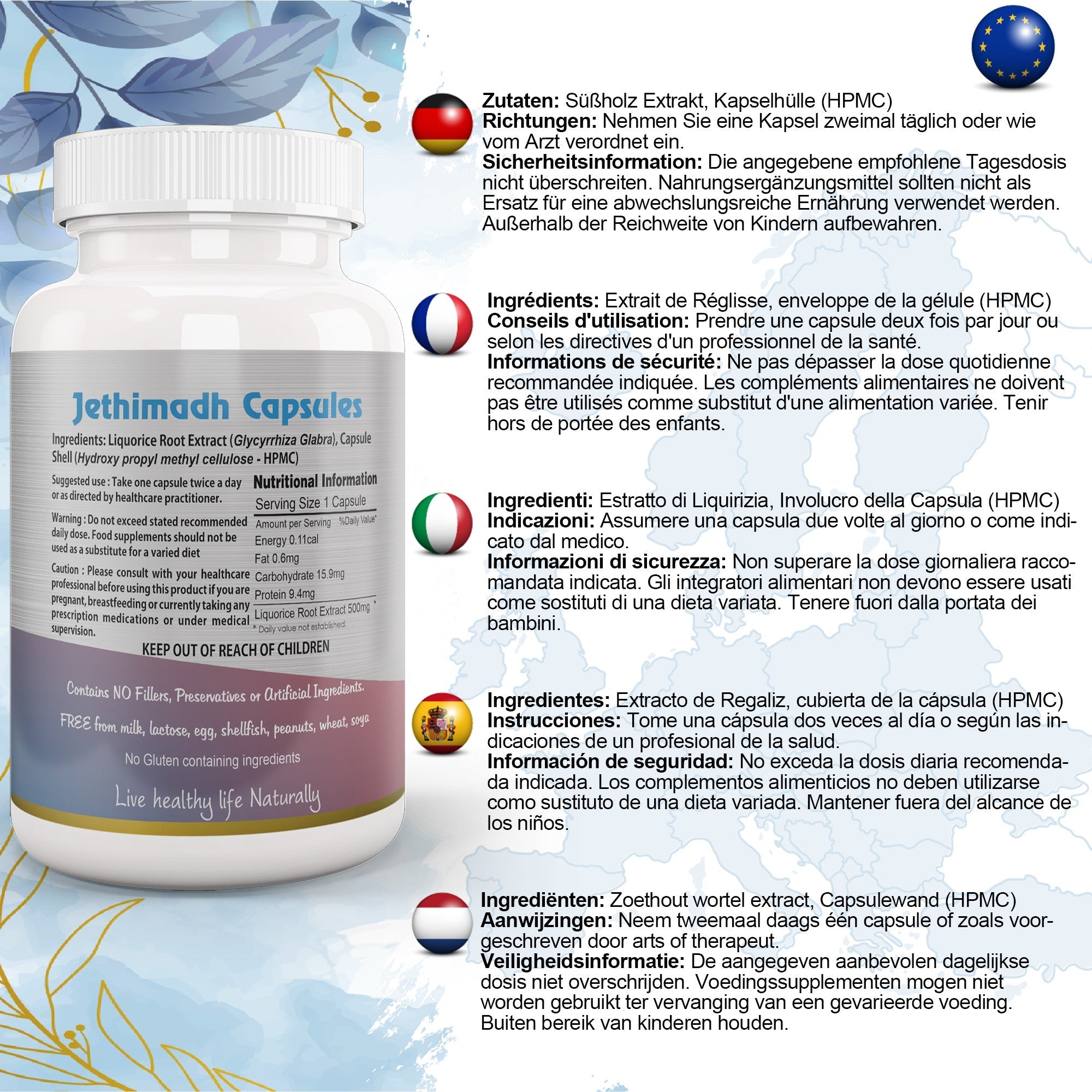 Through the window Ayushya Liquorice Capsules (Mulethi) Throat & Digestive Comfort Support - Vegan, Gluten Free, Non-GMO, 60 Capsules - Capsule