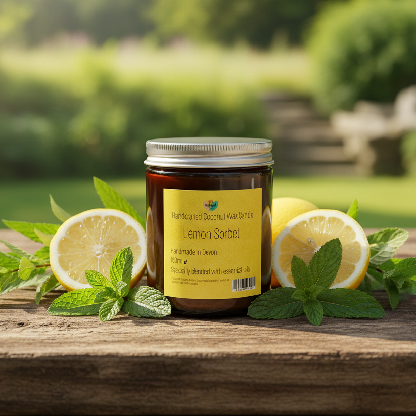 Lemon Sorbet Hand-Poured Coconut Wax Candle | Citrus & Natural Aromatherapy | Vegan, Eco-Friendly Candle | 2 Size Options