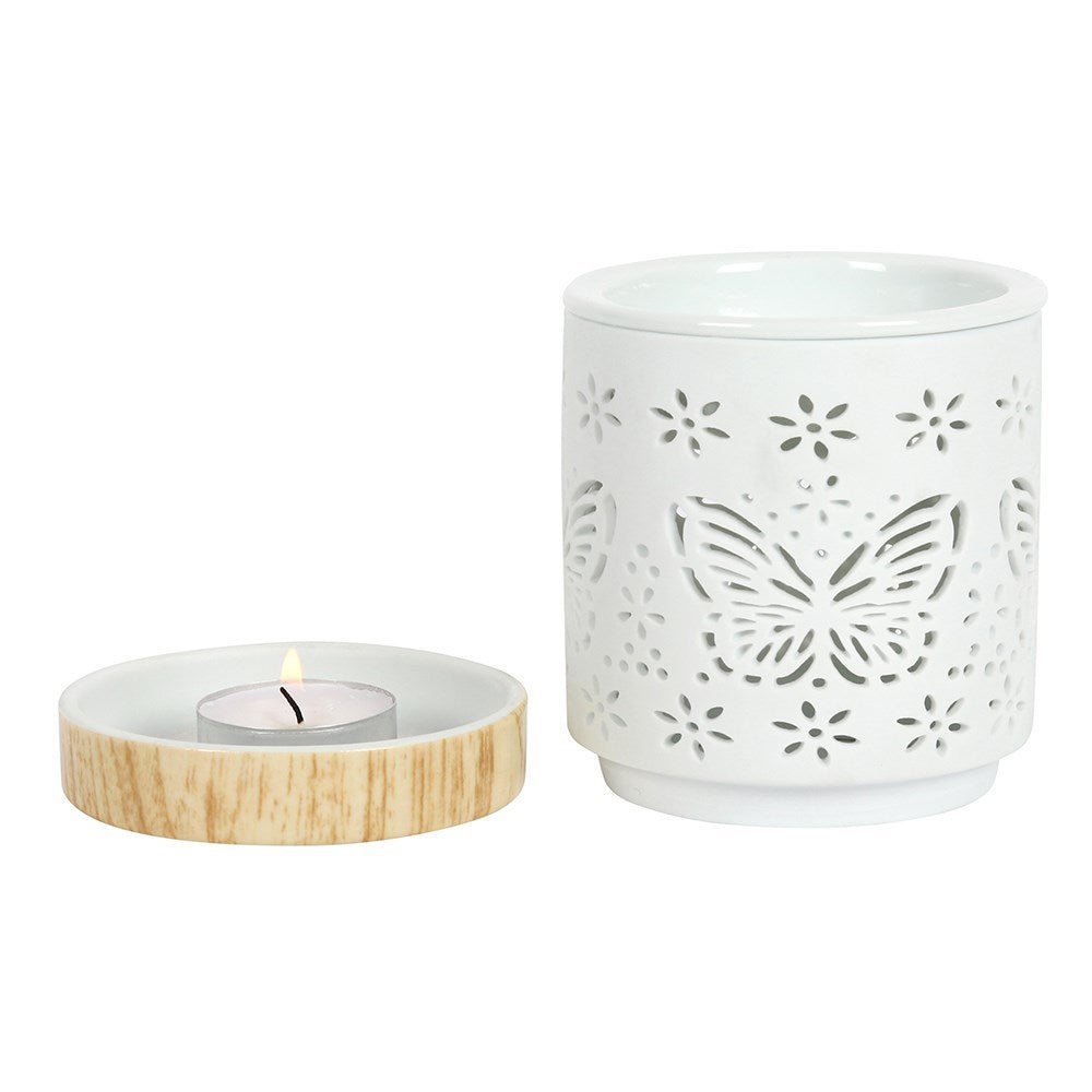 Through the window White Butterfly Design Oil & Wax Melt Burner - n/a