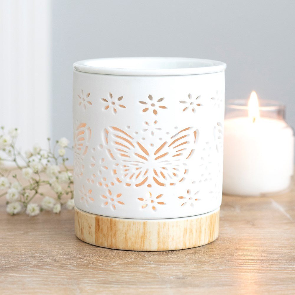 Through the window White Butterfly Design Oil & Wax Melt Burner - n/a