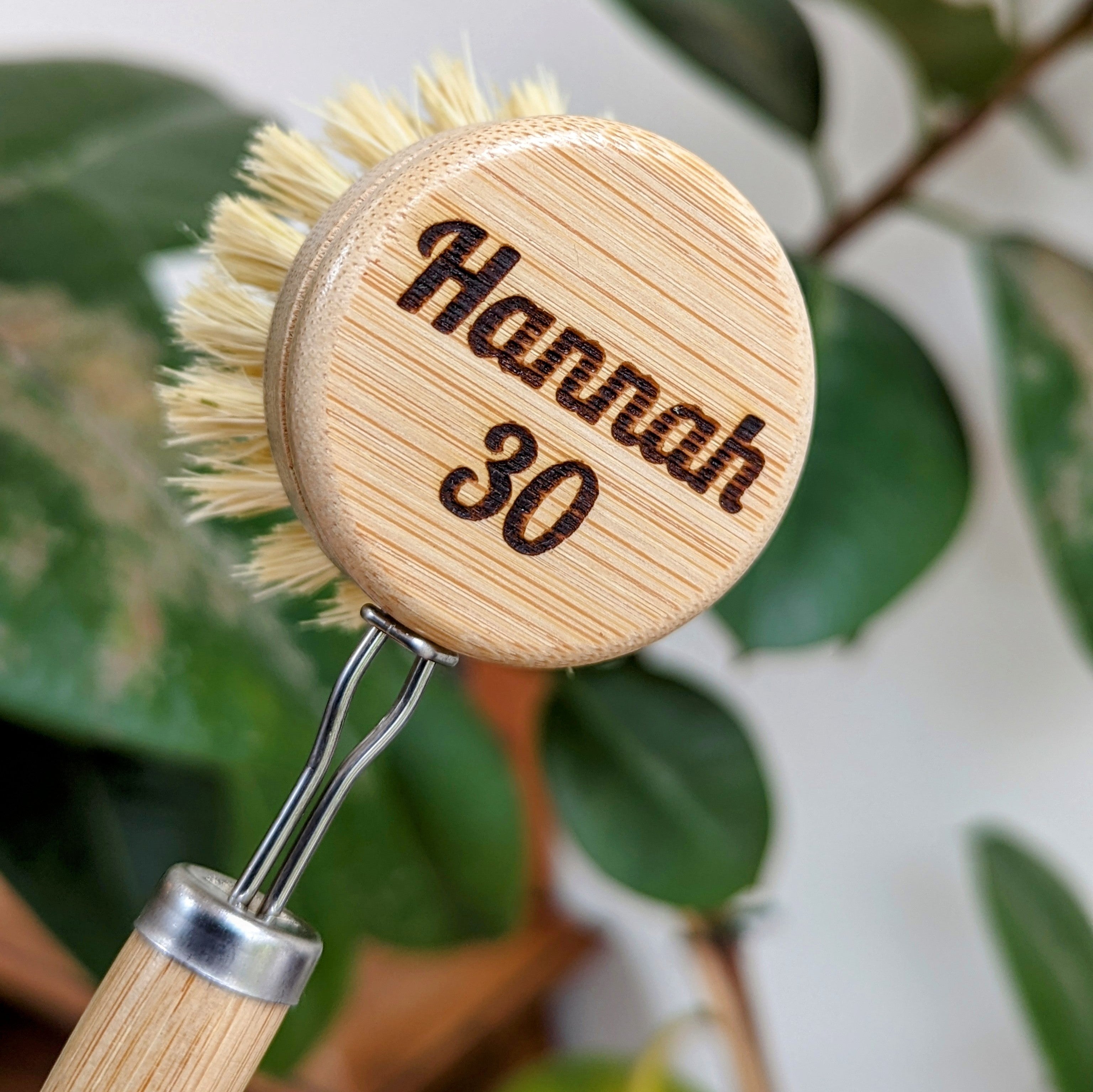 Personalised Dish Brush Gift Set | Customised Natural Sustainable Bamboo & Plant Based Kitchen Washing Up Brushes