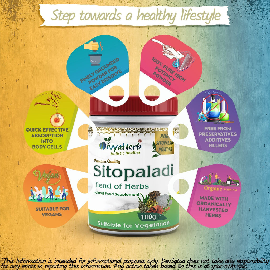 Through the window DivyaHerb Sitopaladi Powder 100 gram - Throat Comfort Support - Powder