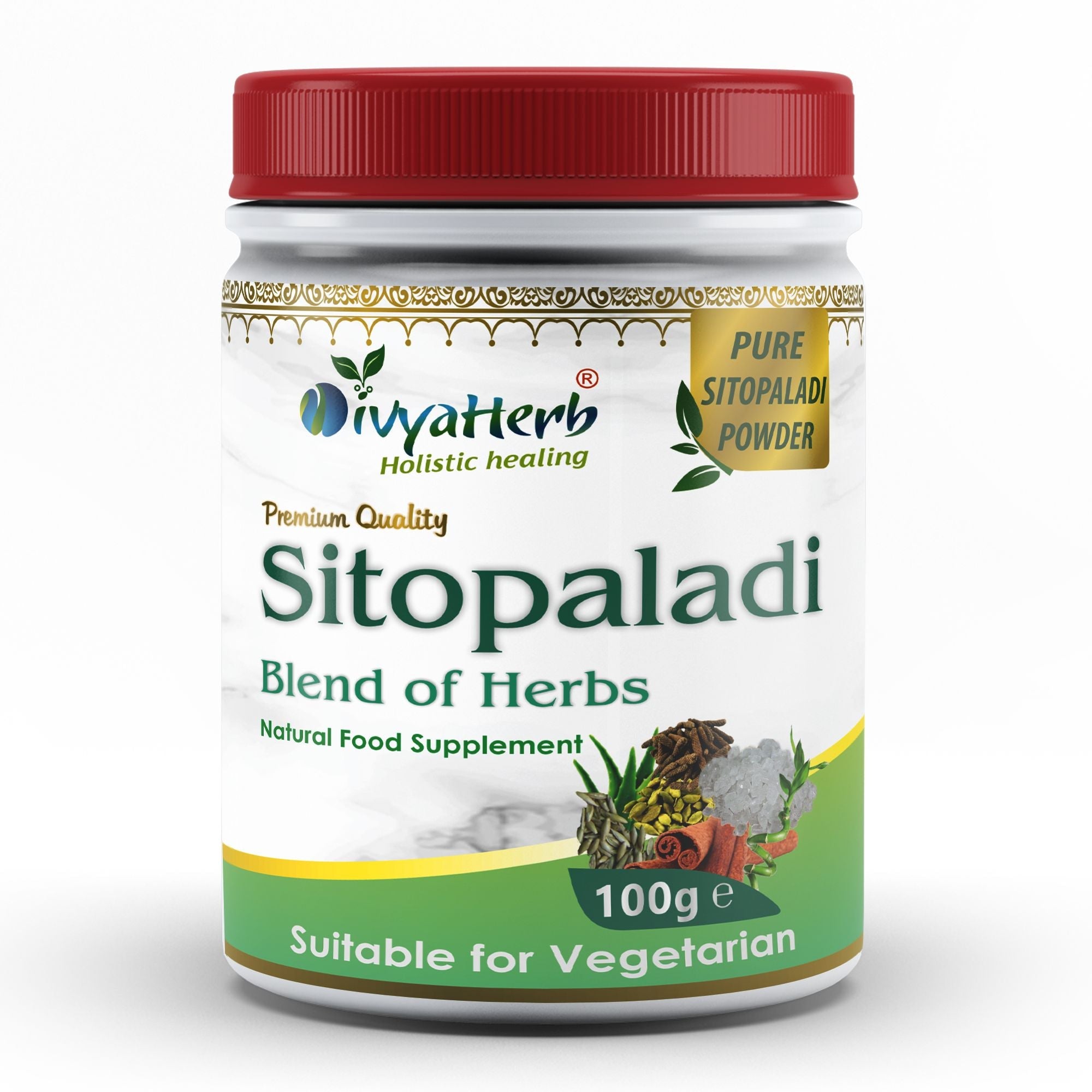 Through the window DivyaHerb Sitopaladi Powder 100 gram - Throat Comfort Support - Powder