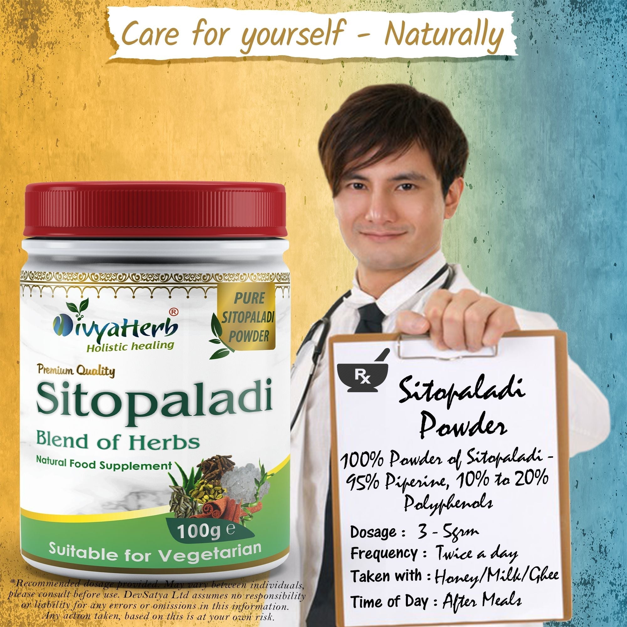 Through the window DivyaHerb Sitopaladi Powder 100 gram - Throat Comfort Support - Powder
