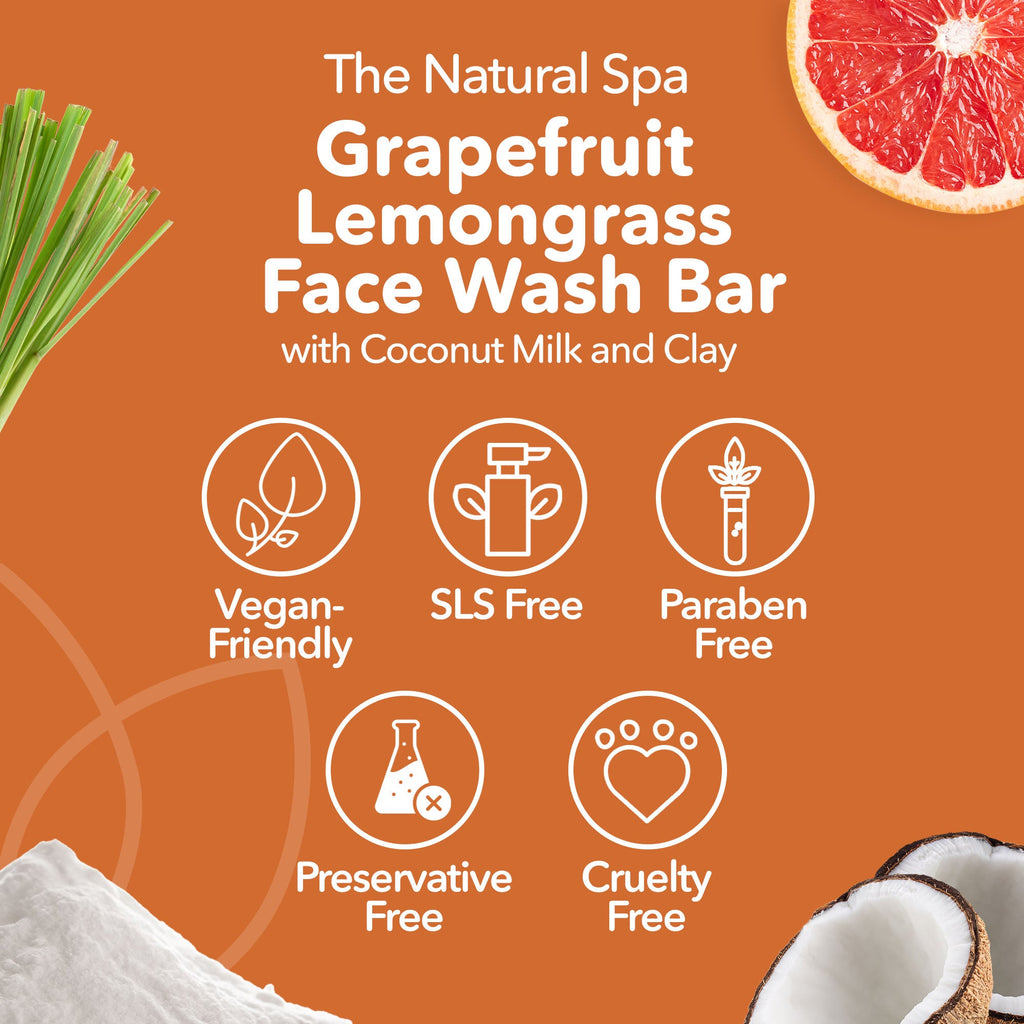 Grapefruit Lemongrass Face Wash Bar | Natural Facial Cleanser for Fresh, Glowing Skin | Vegan, Plastic-Free Skincare 🌿