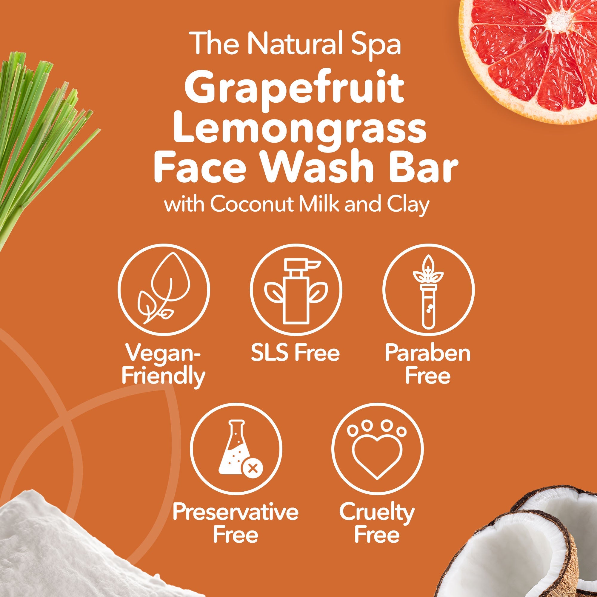 Grapefruit Lemongrass Face Wash Bar | Natural Facial Cleanser for Fresh, Glowing Skin | Vegan, Plastic-Free Skincare 🌿