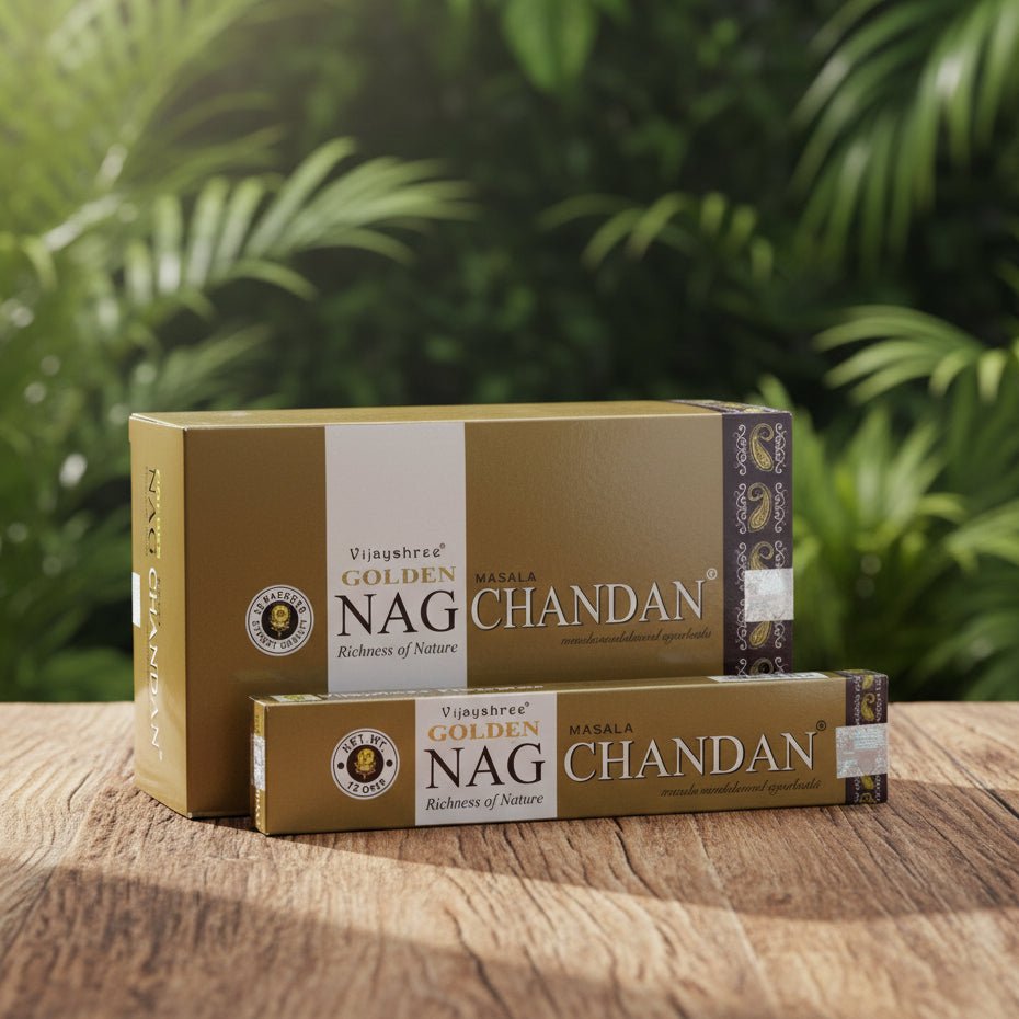 Through the window Chandan Genuine Golden Nag | Incense Sticks Joss 15g | Premium Scents | Fragrance | Hand Rolled | Yoga | Aromatherapy | Meditation - Incense