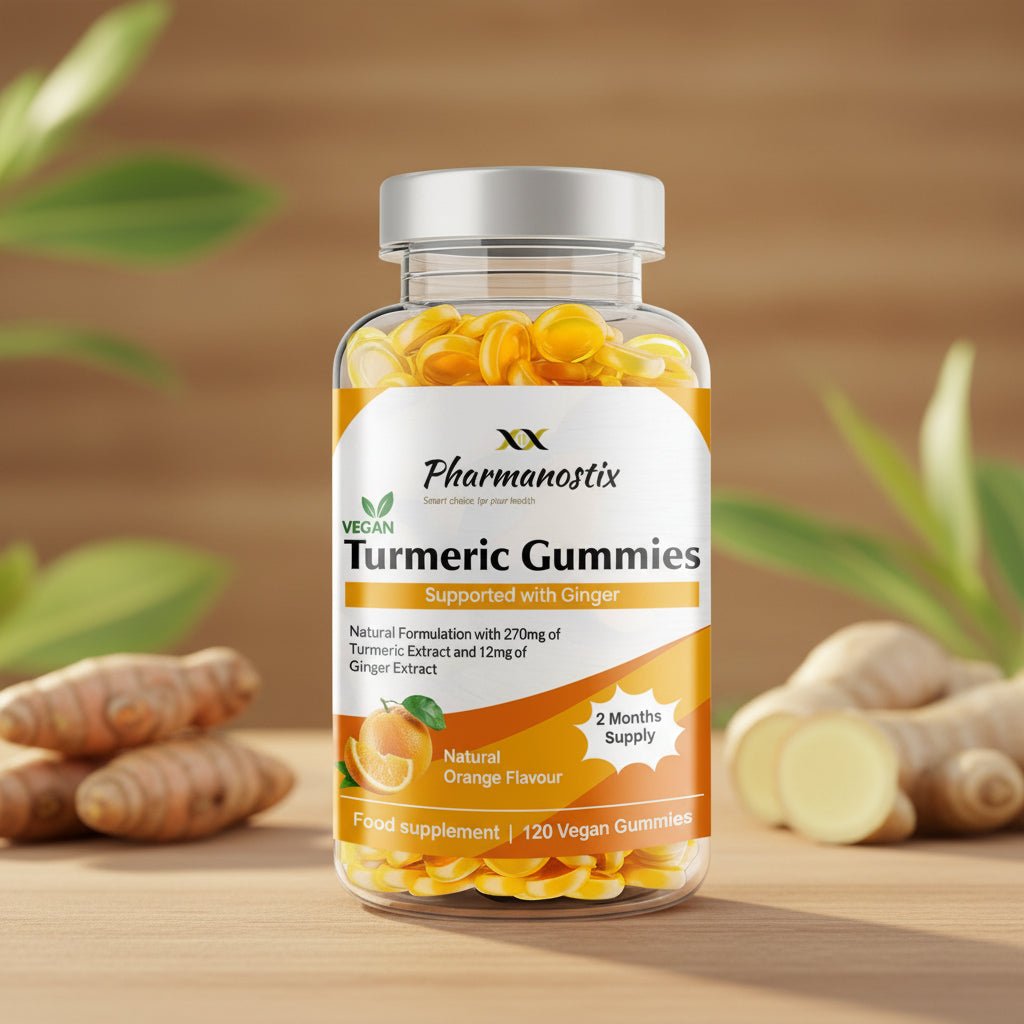 Through the window Turmeric Curcumin with Ginger Vegan Gummies - 120 Natural Orange Flavour - Herbal Supplement
