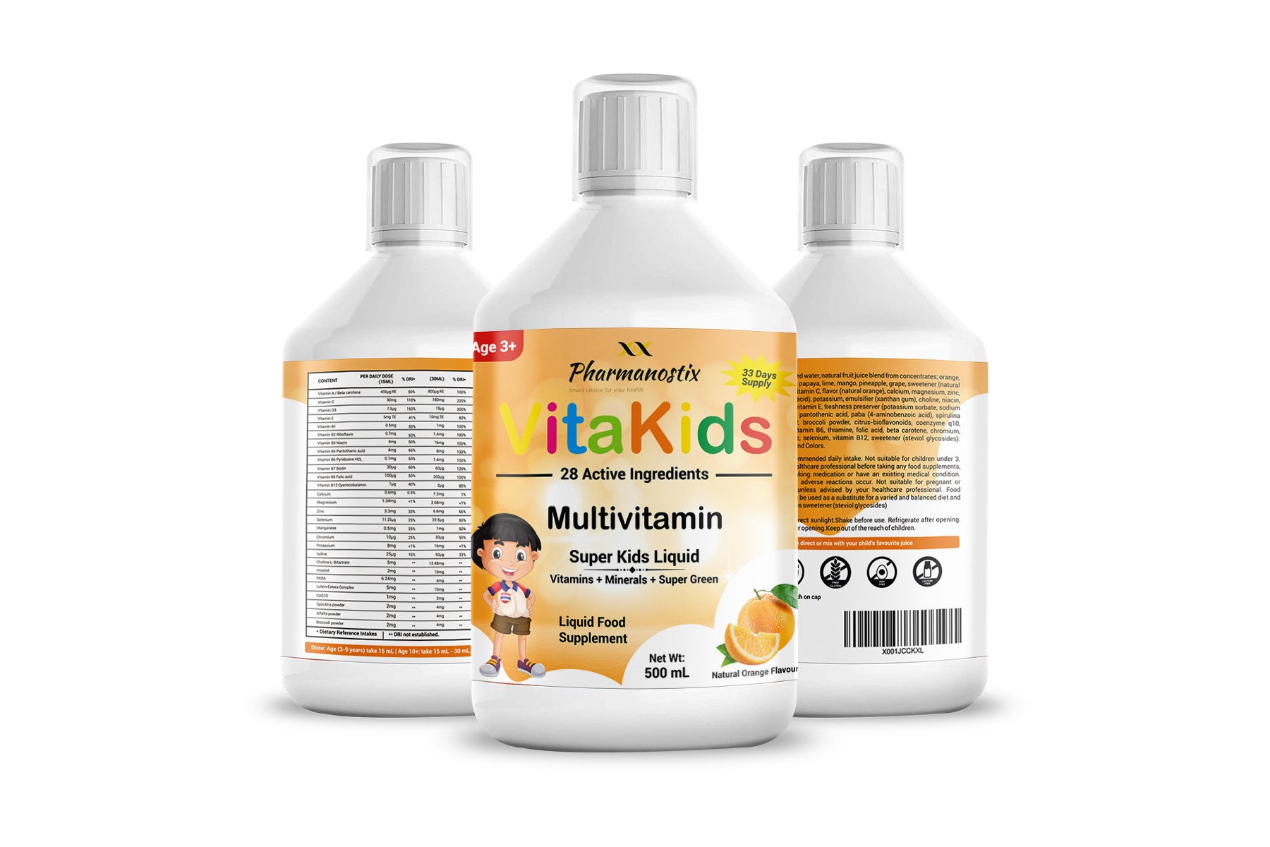 Through the window VitaKids Multivitamin Liquid -33 Day Supply- with 28 Active Ingredients - Sale