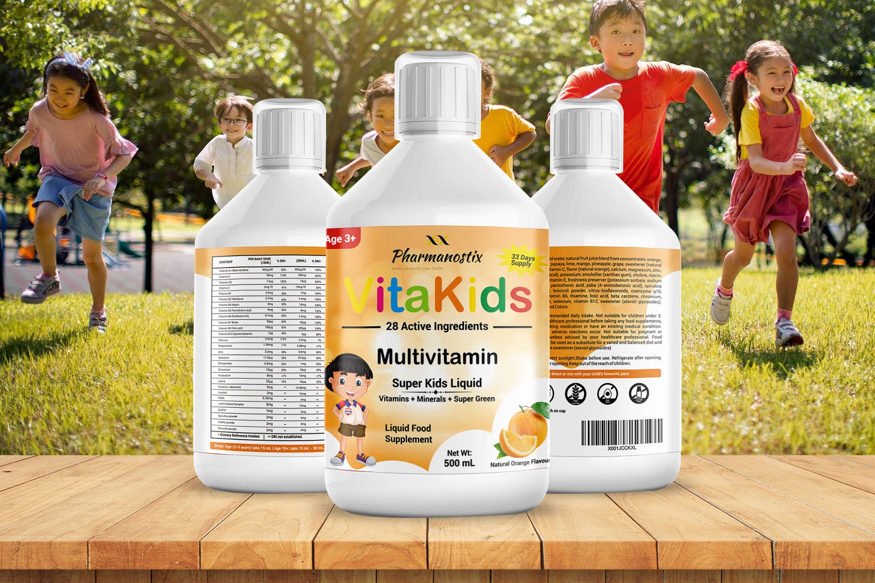 Through the window VitaKids Multivitamin Liquid -33 Day Supply- with 28 Active Ingredients - Sale