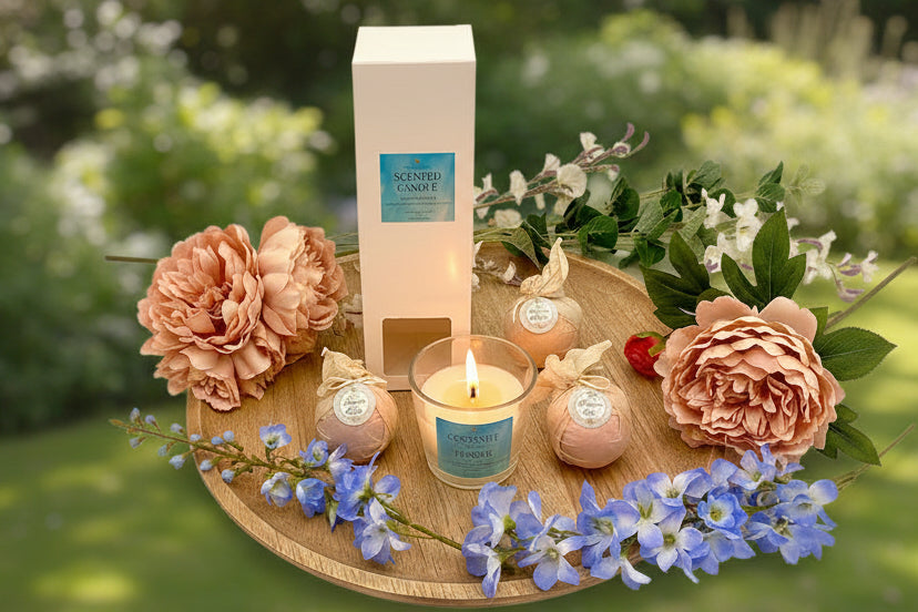 Eco-Friendly Coconut & Peach Scented Candle with Three Luxury Essential Oi